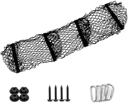 Cargo Net, Stretchable Cargo Net for SUV, Adjustable Elastic Trunk Storage Net with 4 Hook, 3 Pocket Heavy-Duty Mesh Storage Organizer, Universal for Car, SUV, Pickup Truck, Van Trunk