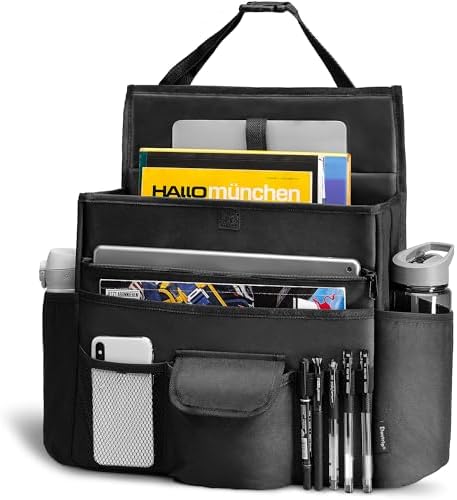 Elantrip Car Front Seat Organizer, Back Seat Storage with Adjustable Straps Truck Seat Organizers for Delivery Drive, Office File, Passenger Seat