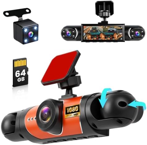 4 Channel Dash Cam Front and Rear Inside, 360° Dash Camera for Car