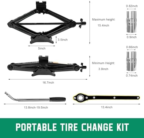 Car Jack Kit, 2 Ton (4409 lbs) Auto Emergency Set Portable Scissor Lift Jacks with Lug Wrench, Heavy Duty Tire Changing Tool Universal Scissor Jack for Car Truck SUV MPV