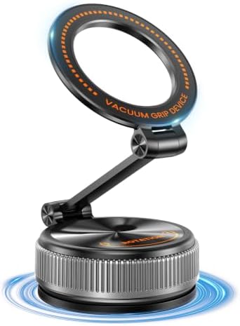 Vacuum Magnetic Phone Holder for Car, 360° Adjustable,Matte Black