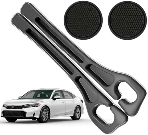 Car Seat Gap Filler Organizer Compatible with Honda Civic Accessories Seat Gap Plug Blocker with Storage Slot Non-Slip Car Cup Holder Coaster Black 2 Pack