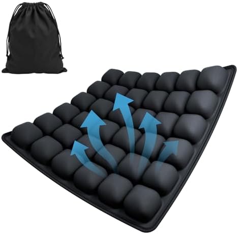 Airplane Seat Cushion for Long Flights Press-Type Inflatable Travel Seat Cushion with 3D Air Cells Portable Comfort Support Pad for Car, Office Chair & Stadium Bleachers Relieves Sitting Fatigue