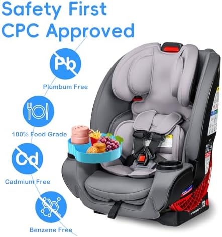 [2 Packs Blue & Pink] Kids Car Seat Tray, Travel Tray with Cup Holder for Toddler Baby, Kids Car Seat Food Snack Organizer for Road Trip, Stroller snack Organizer Travel Must Haves Toddler Must Haves