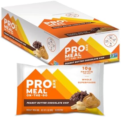 PROBAR MEAL Bar – Plant Based Meal Replacement Bar with Whole Food Ingredients, Oats, Nuts & Seeds, Vegan, Gluten Free, Non-GMO Nutrition Bar for Breakfast, Travel & On-the-Go Energy (Peanut Butter Chocolate Chip, 12 Count)