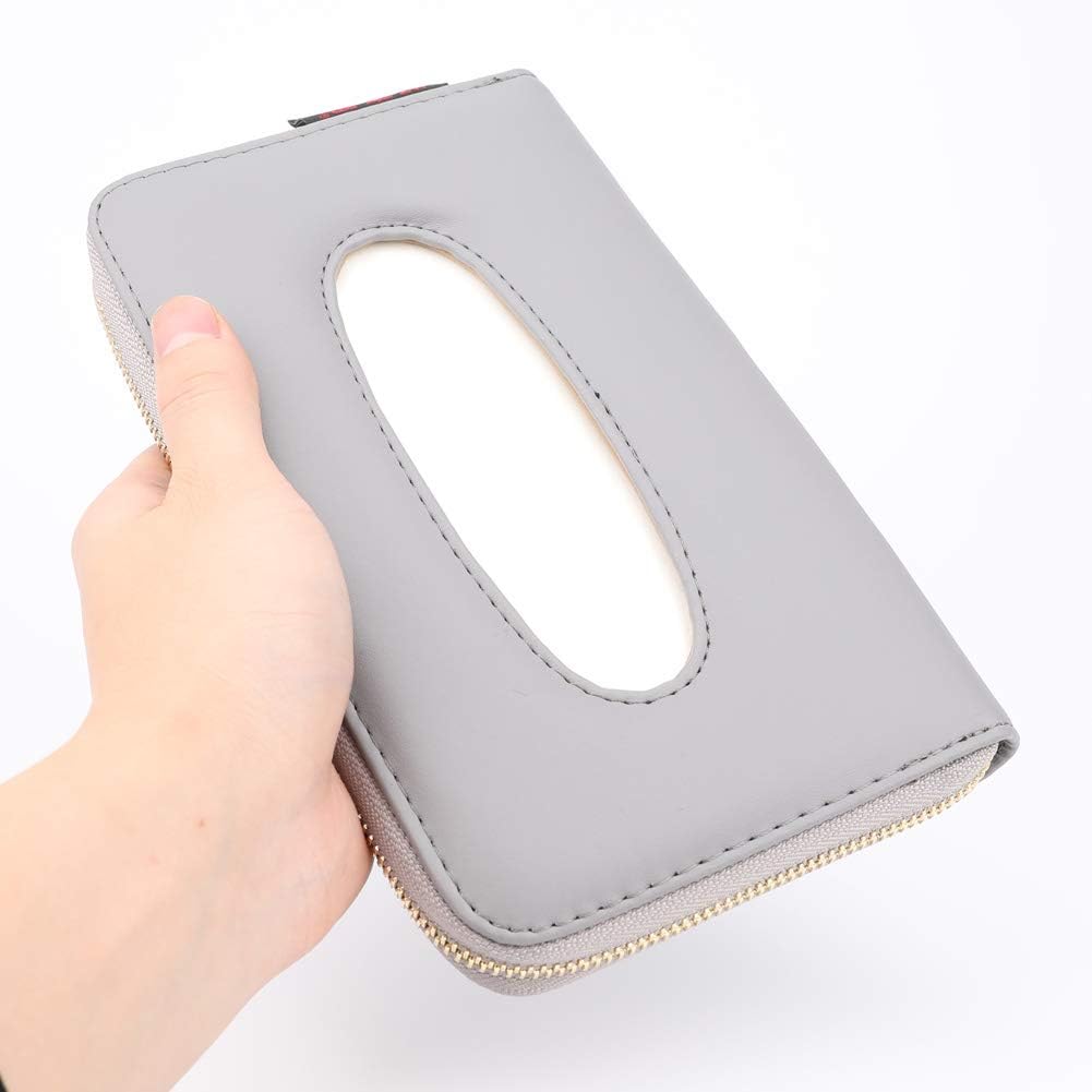 Car Visor Tissue Holder, Zipper Sun Visor Tissue Box for Car & Boat, Gray