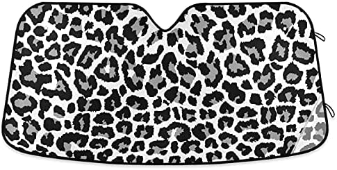 Car Windshield Sunshade Black and White Leopard Trucks Auto Blocks Sun Visor Keep Your Vehicle Cool UV and Heat Reflector