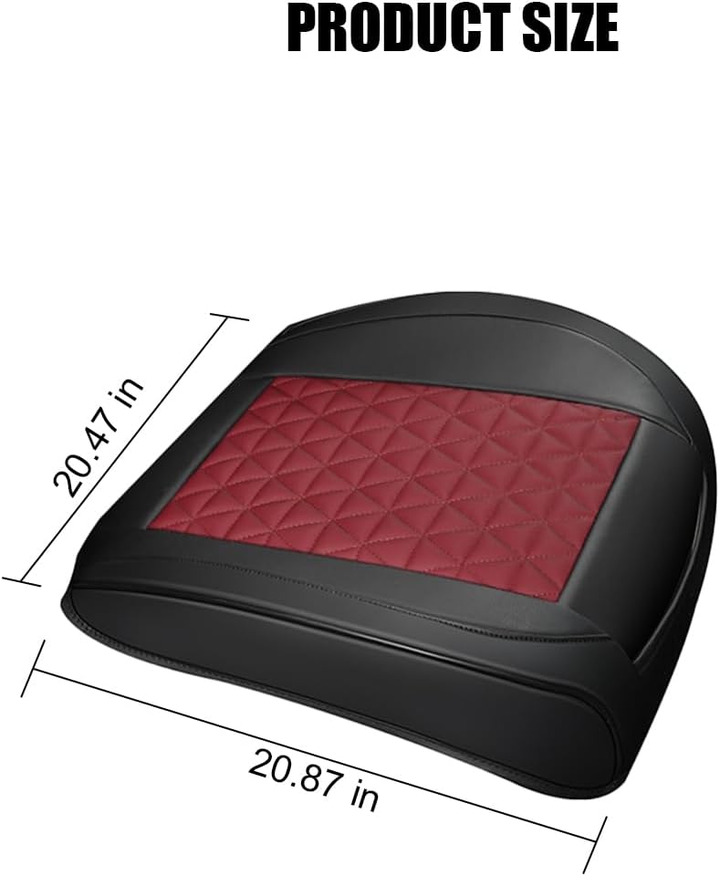 2PCS Leather Car Seat Cover, Front Bottom Seat Protector Pad, Red