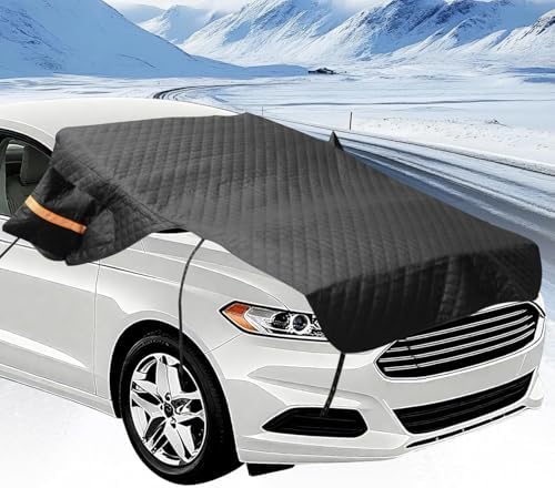 Windshield Cover for Ice and Snow, Heavy Duty 600D Oxford Fabric, Prevent Rainwater, Sunscreen, Snow Prevention, 6* Straps, 2*Rear View Mirror Sleeve, Extra Large Size for Car, SUV, Mpv and Sedans