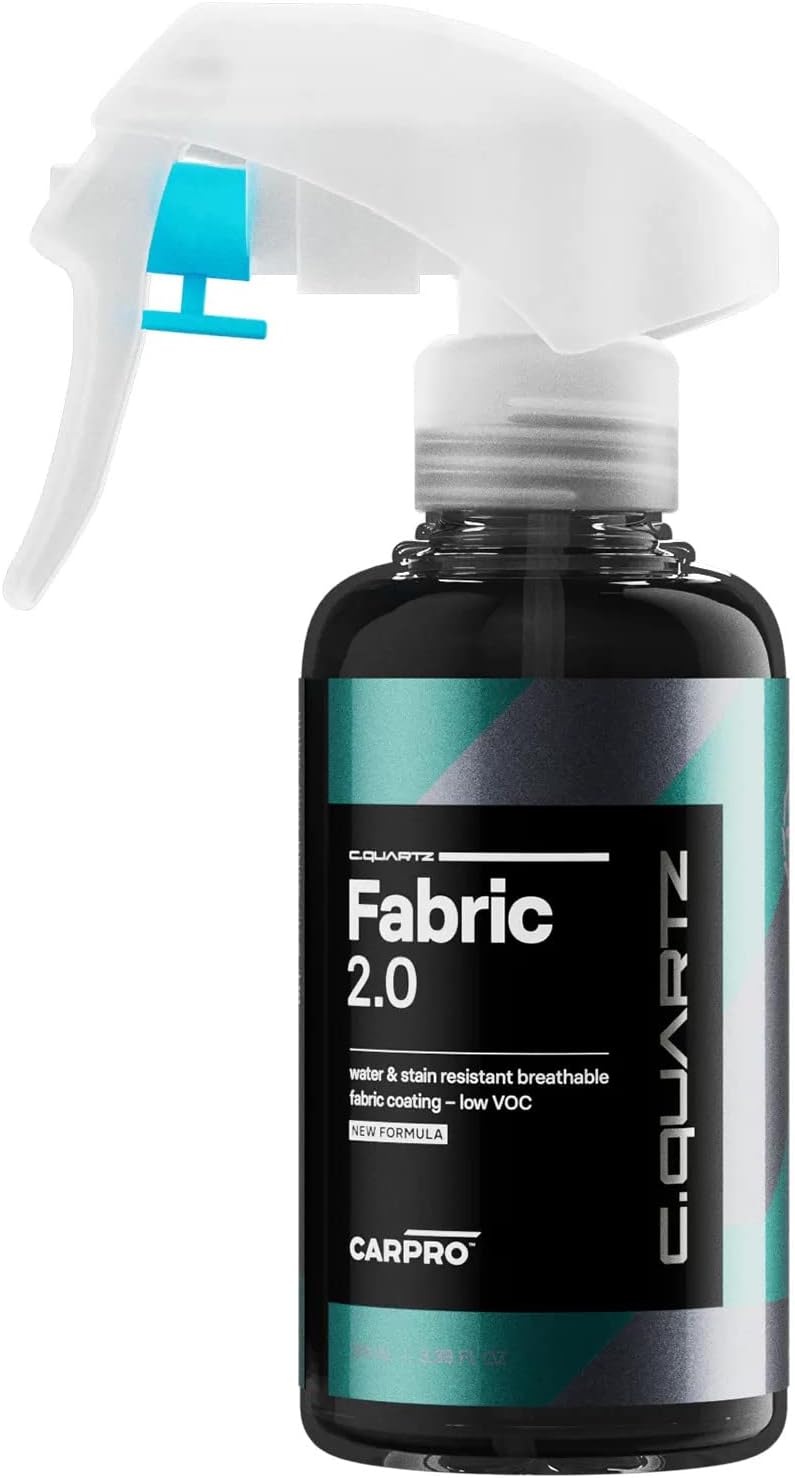 CARPRO CQUARTZ Fabric 2.0 - Upholstery Fabric Protector, Super Hydrophobic Repels Water, Stain Resistant, Resist UV Fading, Up to 12 Months, Convertible Tops, Carpets, Low VOC - 100mL (3.4oz)