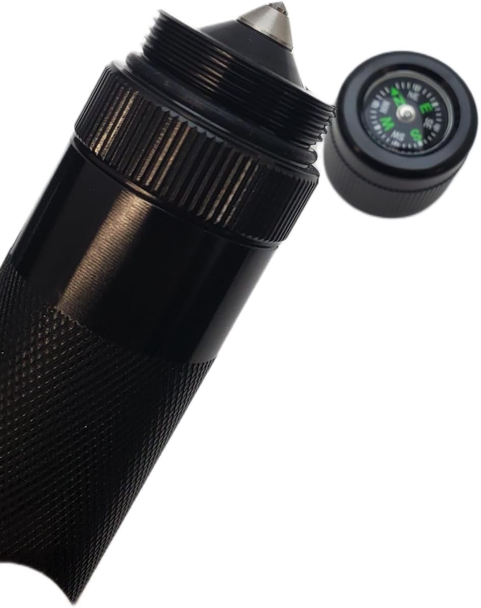 Lumencraft Glass Breaker 2 in 1 Tail Cap with Compass, Compatible/Replacement for Maglite Flashlights, Concealed Tungsten Carbide Tip, Emergency Rescue Tool (C Cell Incandescent)