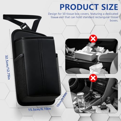 Car Tissue Holder, Leather Car Front Seat Side Tissue Holder, 1PCS