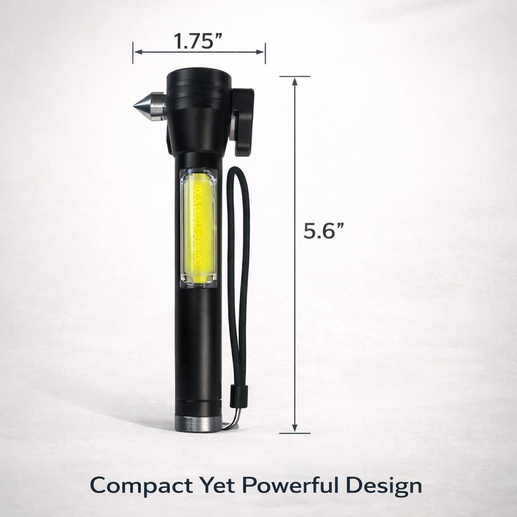 Ideas In Life Auto Tool Flashlight, Car Window Breaker, Seatbelt Cutter