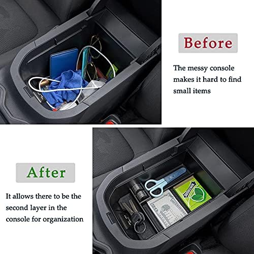 JDMCAR Center Console Tray Organizer Compatible with Toyota RAV4 Accessories 2025 2024 2023 2022 2021 2020 2019 and 2021-2025 RAV-4 Prime, Armrest Insert Container ABS Material Secondary Storage Box