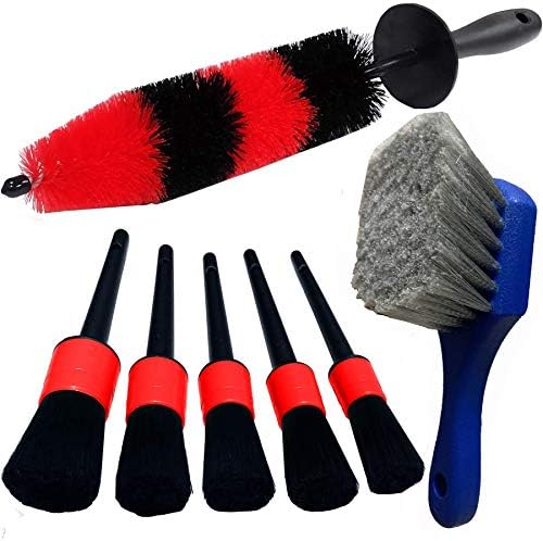 Car Wash Brush with Long Handle, Car Detailing Kit, Wheel Brush 7 Packs