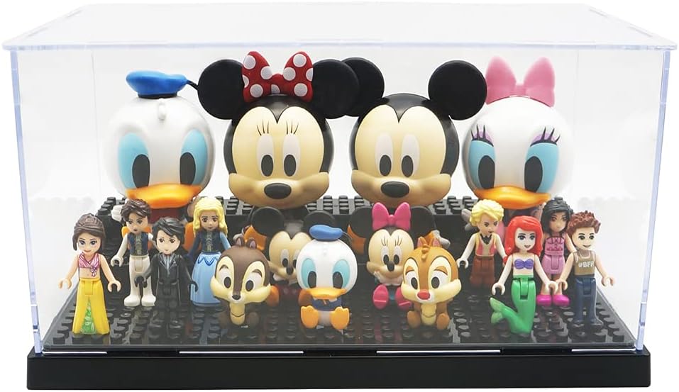 Minifigure Display Case for LEGO, 3-Tier Acrylic Dustproof, Black | Acrylic, Dustproof, 3 Removable Tiered Steps, Holds 35 Minifigures, Stackable, Desk Display, Gift for Collectors, Black