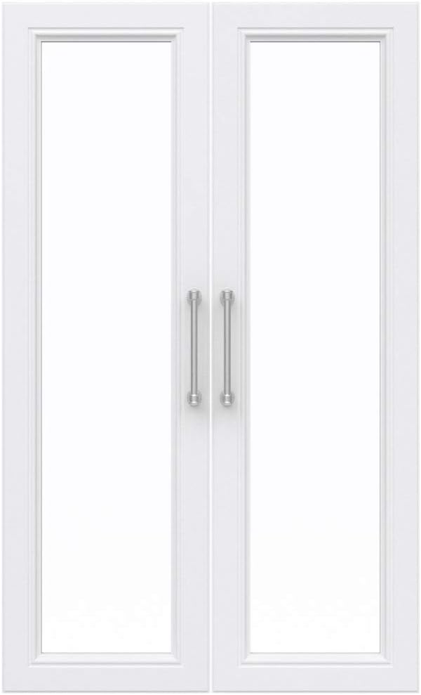 ClosetMaid Modular Storage Pair Set, 2 Glass Pane Doors, Wood Closet Organizer Shaker Style, Add On Accessory for Shelf Units, White, 34.88" H x 21.02" W x 1.81" D