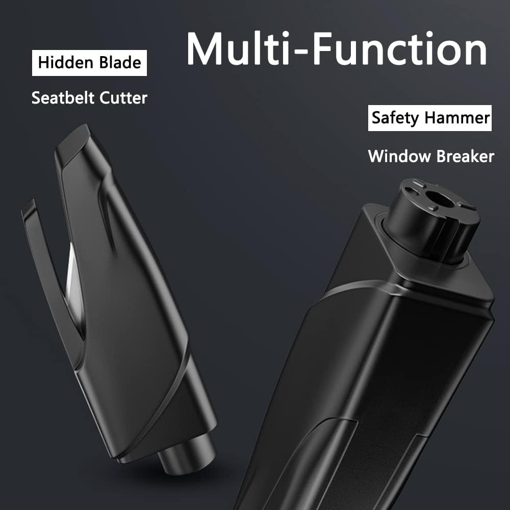 Hammer Window Breaker w/Sharp Carbonized Hammer Heads Hidden Shape Blade Seatbelt Cutter Lightweight Portable w/Chain Yellow