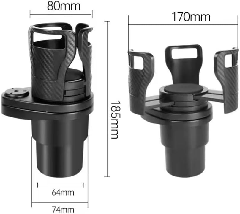 Car Cup Holder Expander for Audi A4 A5 & S5 RS5 2018-2022 2023 2024 2025, Multifunctional Dual Cup Mount with 360° Rotating Adjustable Carbon Fiber Texture Adapter