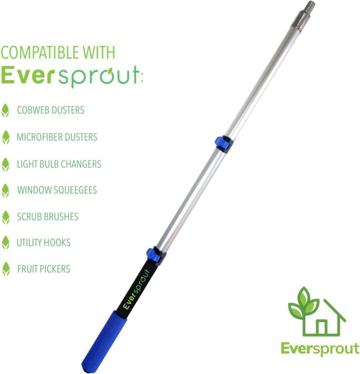 EVERSPROUT Scrub Brush, 1.5 to 3ft Pole, Rubber Bumper, No-Scratch