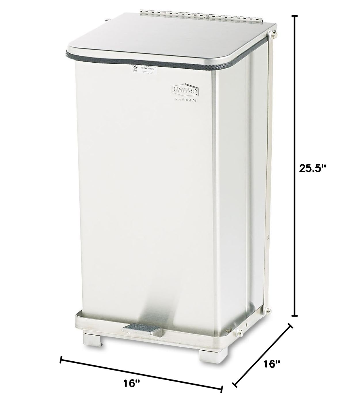 Rubbermaid Commercial Products Defenders Biohazard Steel Trash Can, Step-On, 6.5 GAL, Stainless Steel, Hospital/Doctor's Office/Healthcare Facilities