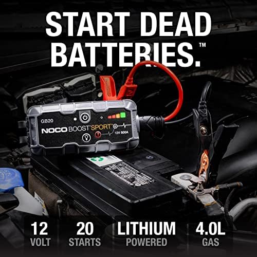 NOCO Boost GB20 500A UltraSafe Jump Starter, 12V Lithium Battery Booster