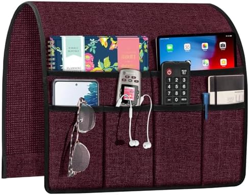 Joywell Remote Holder for Recliner Couch Armchair Caddy Sofa Armrest Organizer Non Slip Sofa Arm Chair Caddie with 6 Pocket Storage for Magazine, Tablet, Phone, iPad, Dark Purple