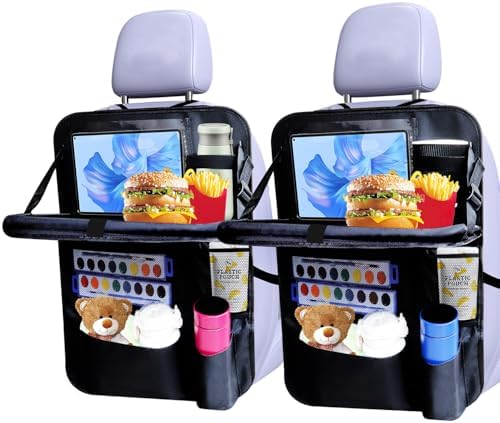 Backseat car organizer(2-Pack),9 storage pockets, car organizer with tablet holder,Car travel essentials for long trips，Car organizers and storage