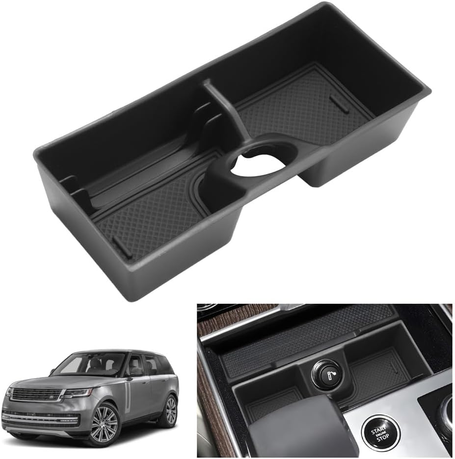 LUWU Center Console Organizer - Compatible with 2023 2024 2025 Land Rover R Ange R Over Vogue L460/Sport Accessories Under Screen Organizer Tray - Armrest Console Organizer Insert Tray Black