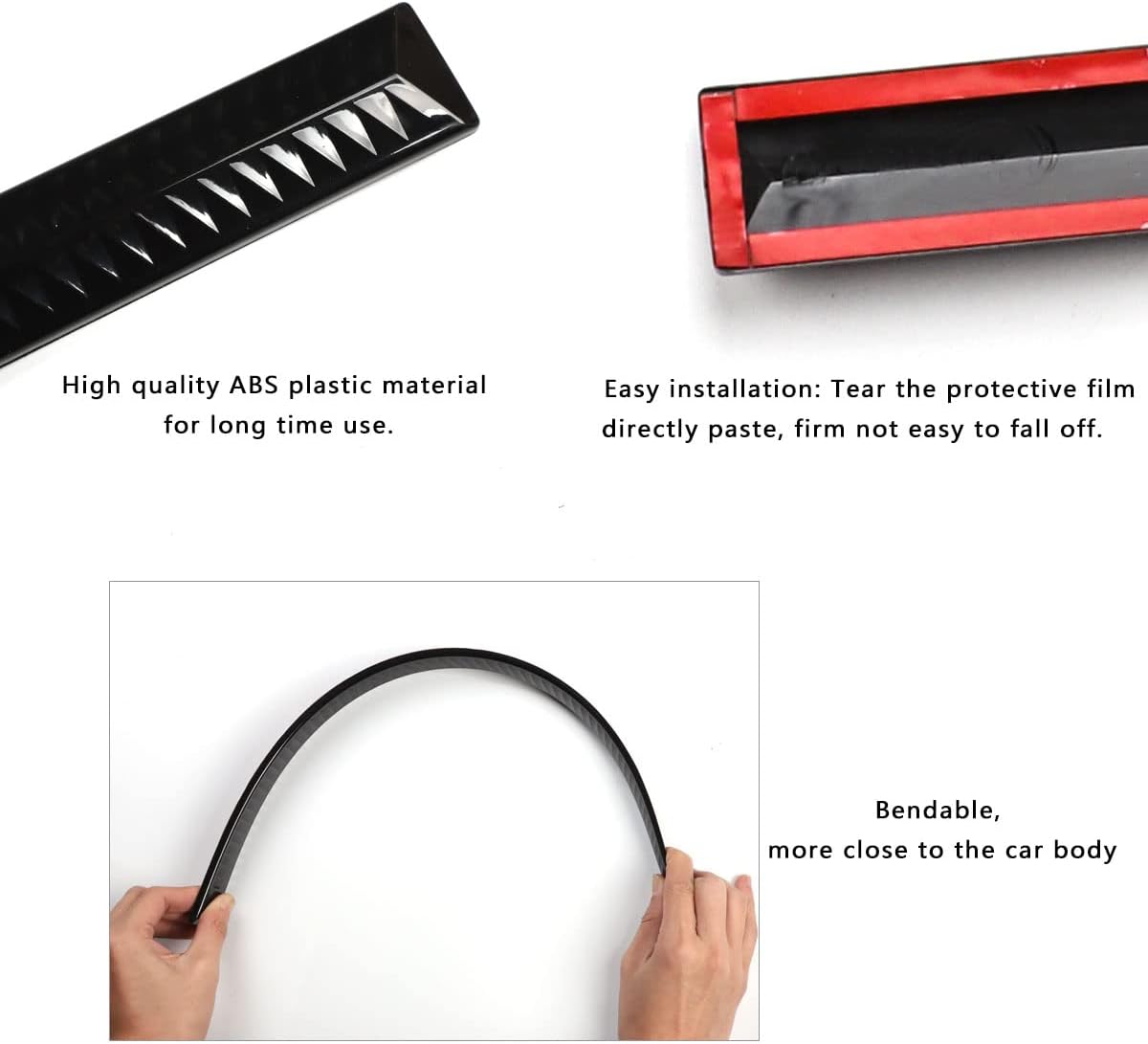 XmuxHai 4PCS Dent Prevent Car Door Protector,Door Molding Trim Kit Strips,Universal Door Protector Automotive Molding Trim,Prevents Dents Scratches,Bright (Black)