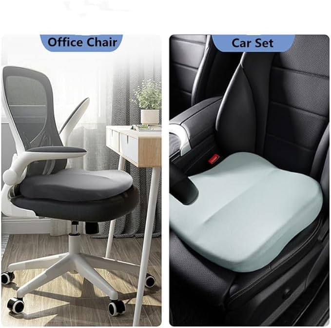Adult Car Booster Seat Cushion, Car Seat Driver Height Boost Mat Memory Foam Car Seat Cushions Pad Improve Driving View Non-Slip 3D Office Chair Cushion Pressure Relief (Black)