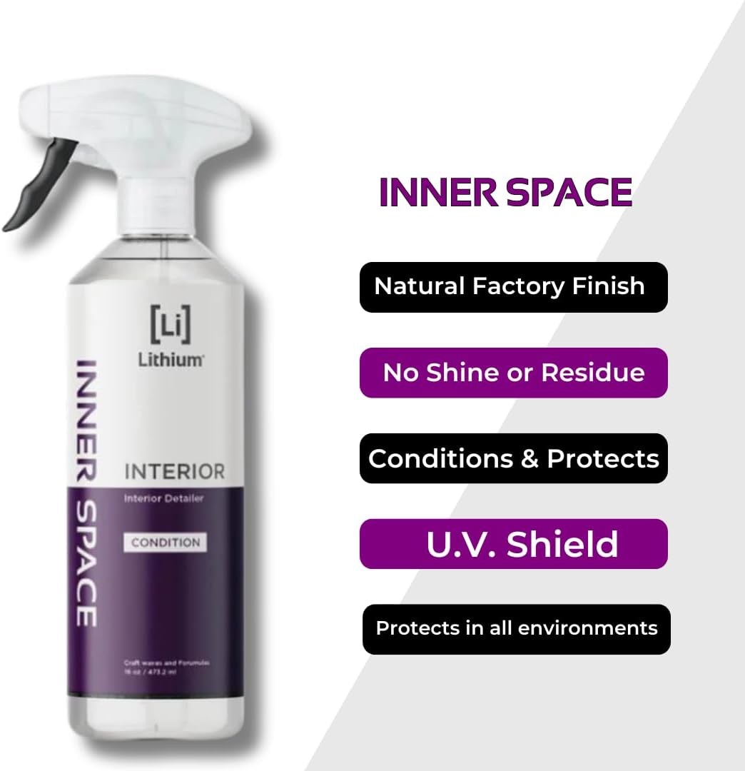 Lithium Inner Space - Interior Detailer, Conditioner, And Protectant. Revives Interiors and Keeps Them Looking New - Natural Appearance, UV Inhibitors, Low Sheen Formula