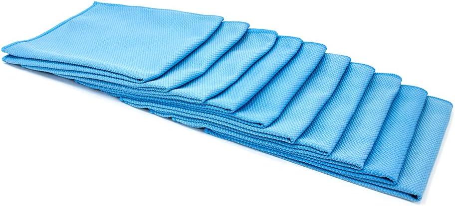 [Diamond Glass] Microfiber Window and Chrome Microfiber Towel (16"x16") Black - 10 Pack | Streak-Free, Lint-Free Glass Cleaning