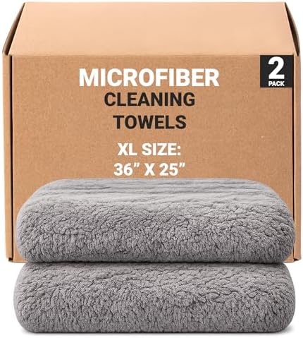 Platinum Microfiber Towels for Cars Extra Large Towel Set of 2 Drying Towels with Maximum Absorbency, Scratch Free Wash Towels for Detailing, Microfiber Cleaning Cloth Towel Kit