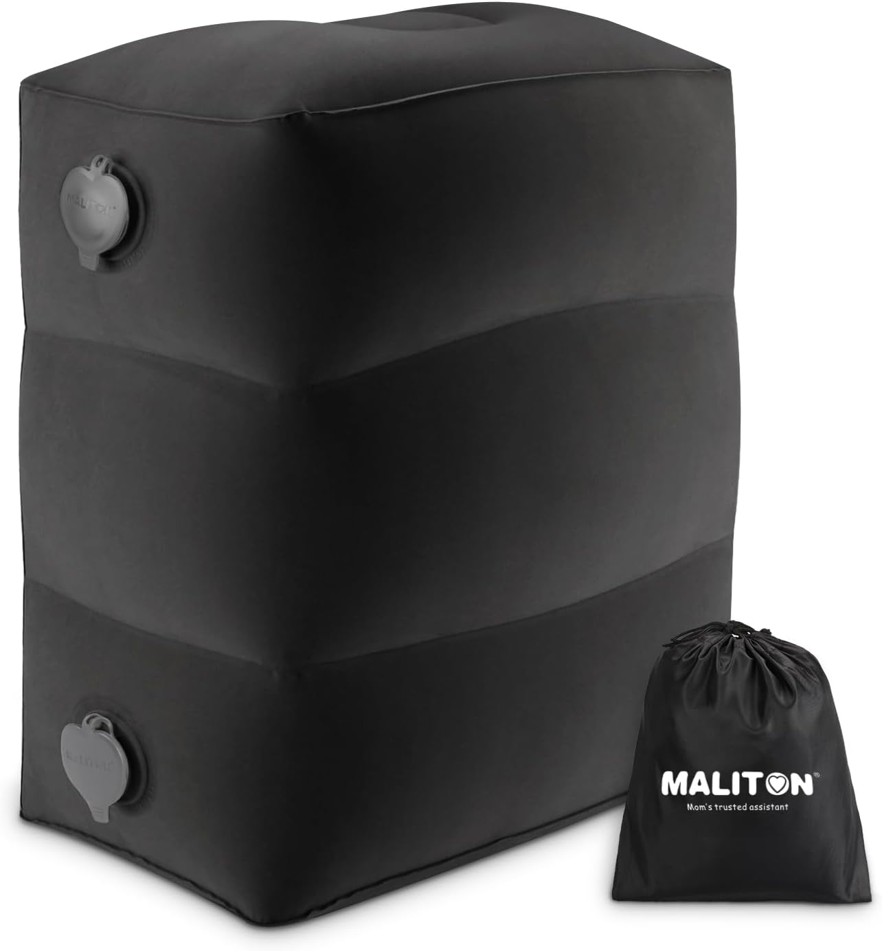 Maliton Inflatable Travel Foot Rest Pillow, Toddler Airplane Bed, Car Seat Foot Rest for Kids, Adjustable Height Leg Rest Pillow for Airplane, Home, Office(Black, 1 Pack)
