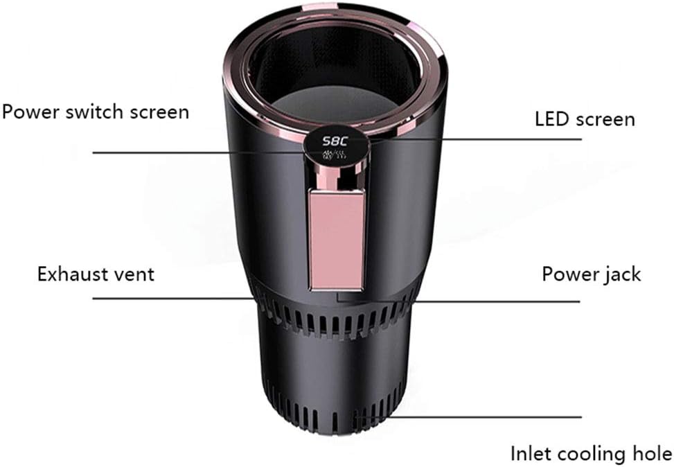2-in-1 Smart Car Cup Warmer Cooler, Auto Car Cooling and Heating Cup Mug Holder with LED Temperature Display, Touch Control, Keep Beverage Cool and Warm Fits in Commuter Road Tripper