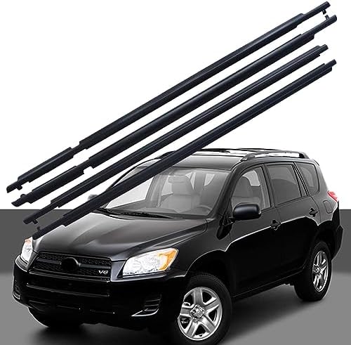 Window Moulding Trim Seal Belt Fit for Toyota RAV4 2009-2012 Weatherstrip Window Outside Weatherproof Seal Front Rear Left Driver & Right Passenger Side, 4Pcs