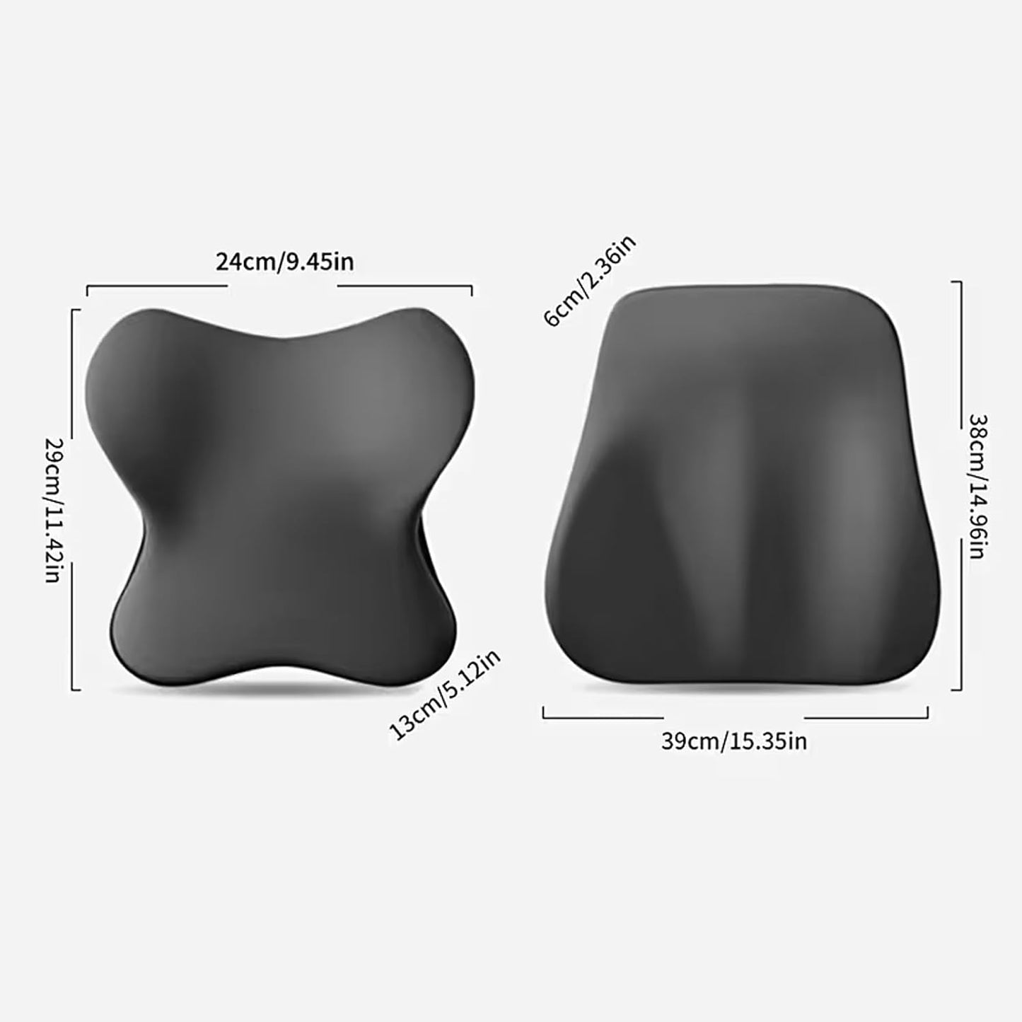 Bellavere® Ergonomic Memory Foam Car Seat Cushion Set – Lumbar Support & Neck Pillow, Orthopedic Back Support, Machine Washable, Driving Comfort for Cars, SUVs & Trucks, Gift for Drivers
