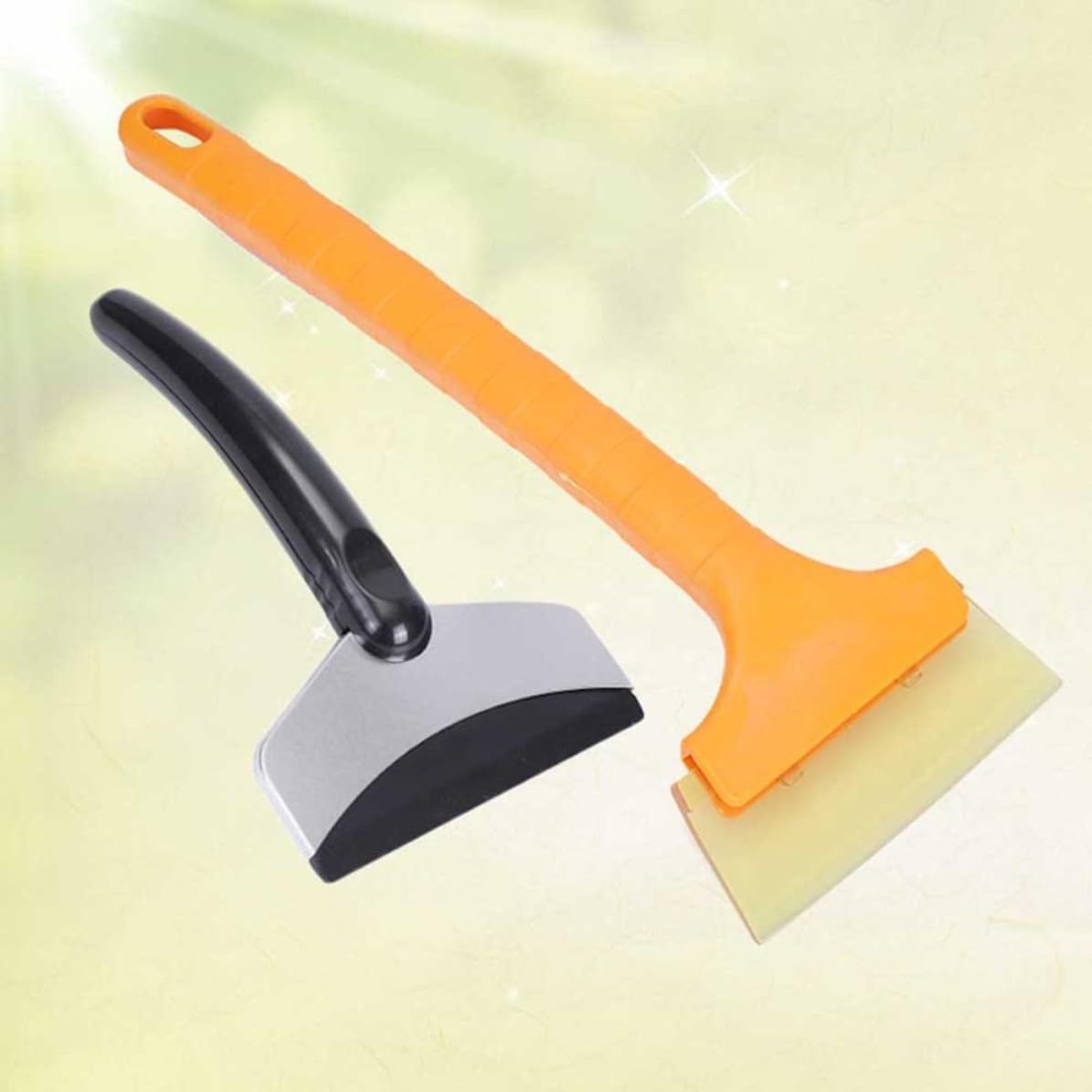 DOITOOL 2pcs Ice Scraper Snow Brush, Stainless Steel Oxford Arc-Shaped Tool