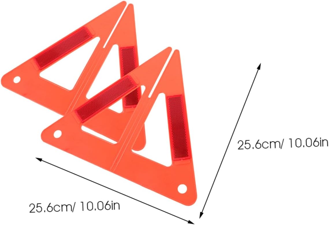 3 Pack Reflective Triangle Warning Signs Portable Foldable Red Plastic