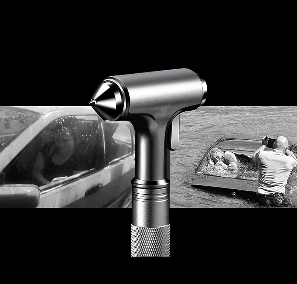 Metal Safety Hammer with Window Breaker and Seatbelt Cutter, Automotive Safety Hammer, Aluminum Alloy Life Saving Emergency Escape Tool for Car, Silver