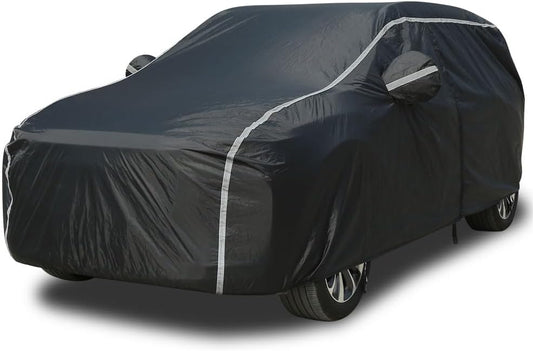 Car Cover Waterproof All Weather SUV - Coverado Black Car Cover UV Protection with Zipper Door, Cotton Backing Snowproof Hail Protection Windproof, Universal Fit for SUV (206"-215")