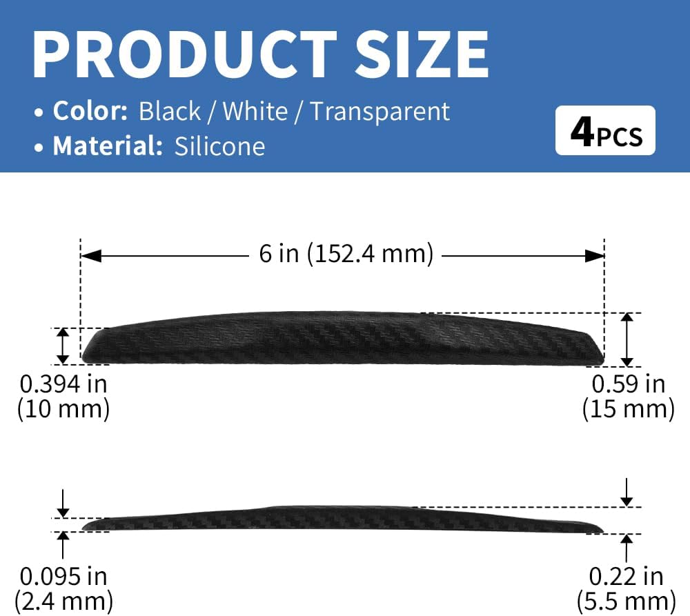 4PCS Car Door Edge Guards 3D Carbon Fiber Scratch Protector Black