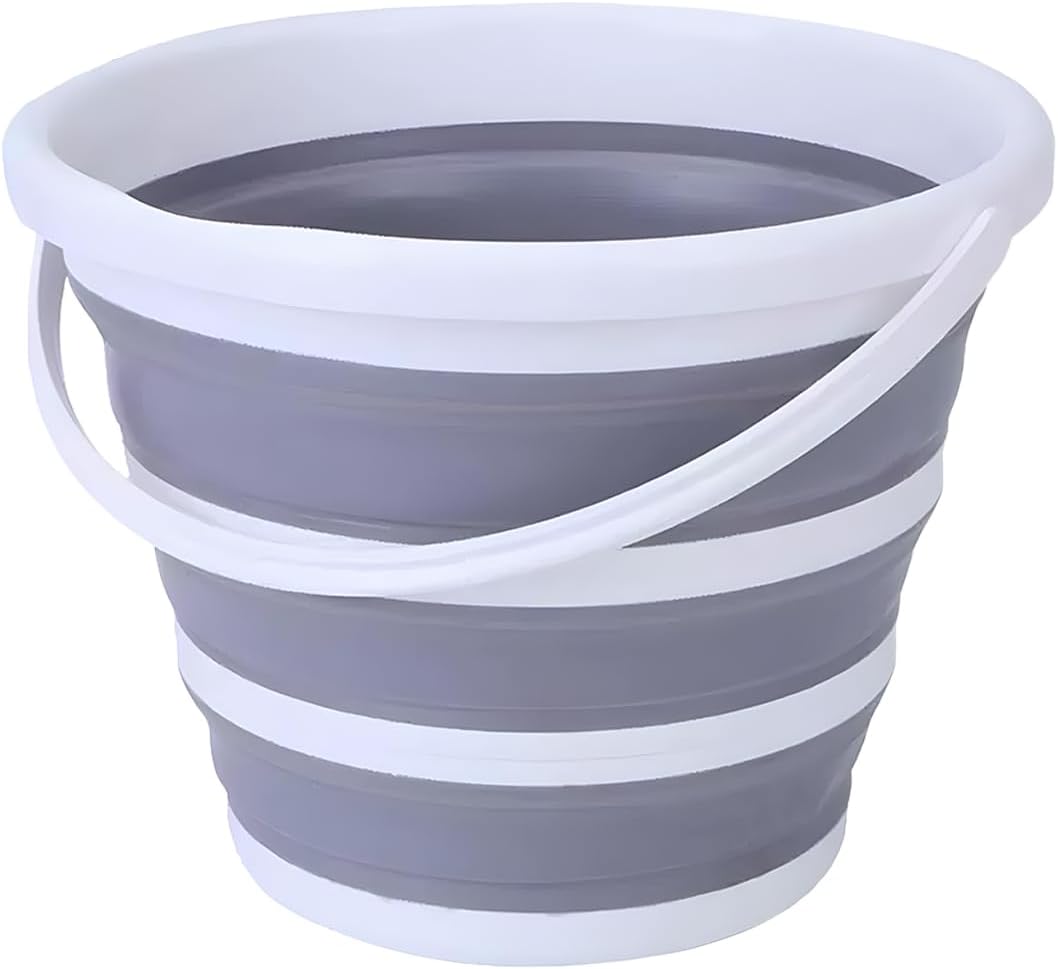 ZIMISI Car Collapsible Bucket, 10L 2.6 Gallon Foldable Car Wash Bucket for Space Saving, Portable Plastic Cleaning Buckets for Indoor Outdoor Vehicle Wash Garden Camping (Grey)