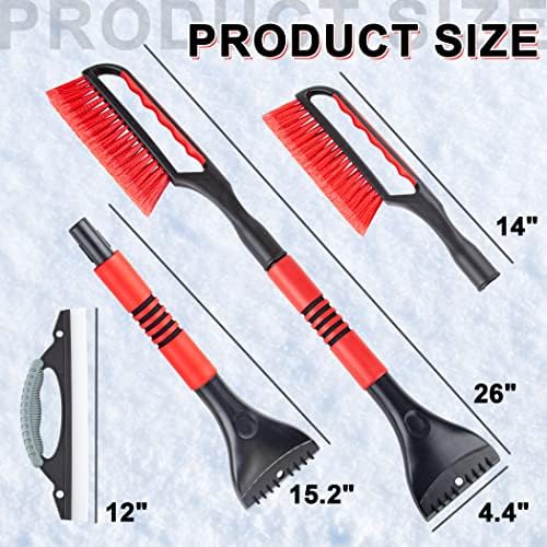 CARTMAN 26 in Snow Brush and Ice Scraper, Detachable Car Snow Tool | Soft Bristles, ABS Shaft, EVA Foam Grip, -40°F Cold Resistance, Compact Two-Piece Storage, Scratch-Free Cleaning