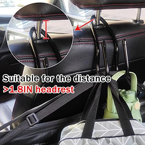 Adjustable Car Seat Headrest Hook 4 Pack Car Storage Organizer Headrest Hanger Holder Hooks for Bags Purses Jackets Sweaters Hats Umbrella, Seat Hooks for Vehicle