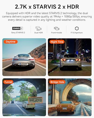 【Bundle: Vantrue N2X Front and Inside Dash Cam + Hardwire Kit】 Dual Dashcam, Infrared Cabin Camera, STARVIS 2, GPS, 24Hrs Parking Mode, Support 1TB, WiFi Dash Cam