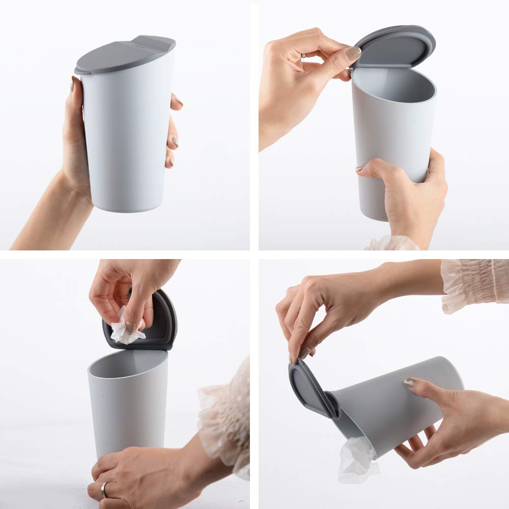 Silicone Trash Can with Lid - Car Cup Holder Trash Bin for Auto, Home, Office (Black)