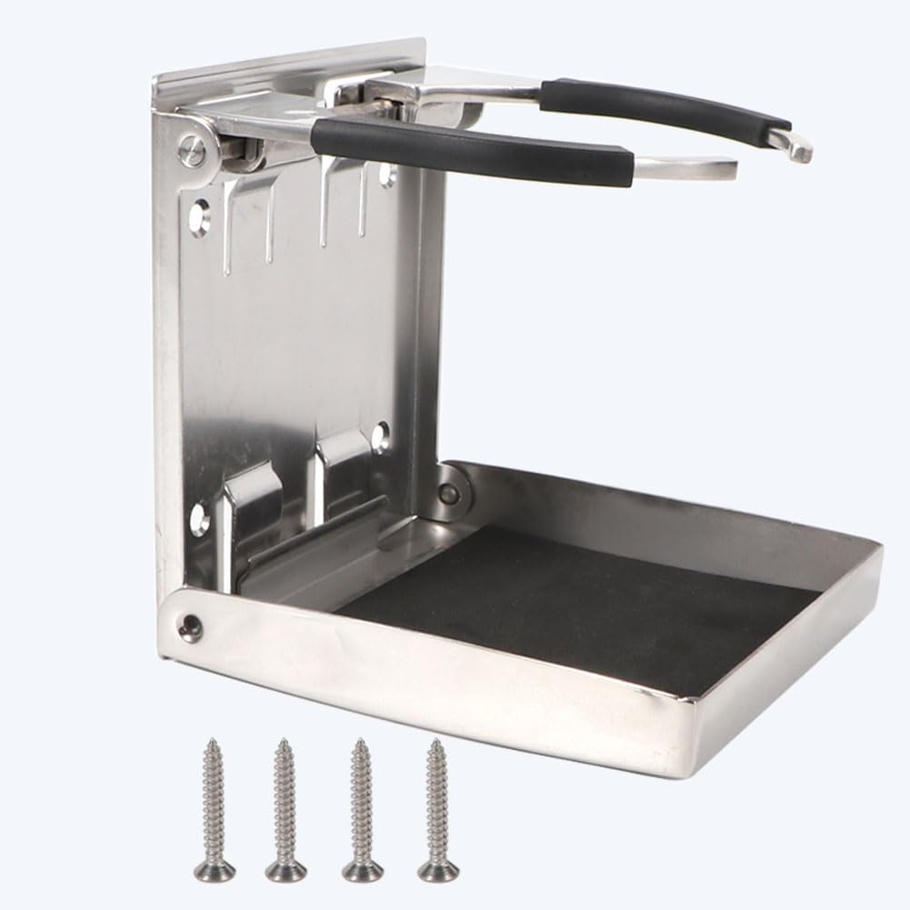 2PCS Folding Drink Holder Stainless Steel Adjustable Cup Holder Marine/Boat/Caravan/car (Large)
