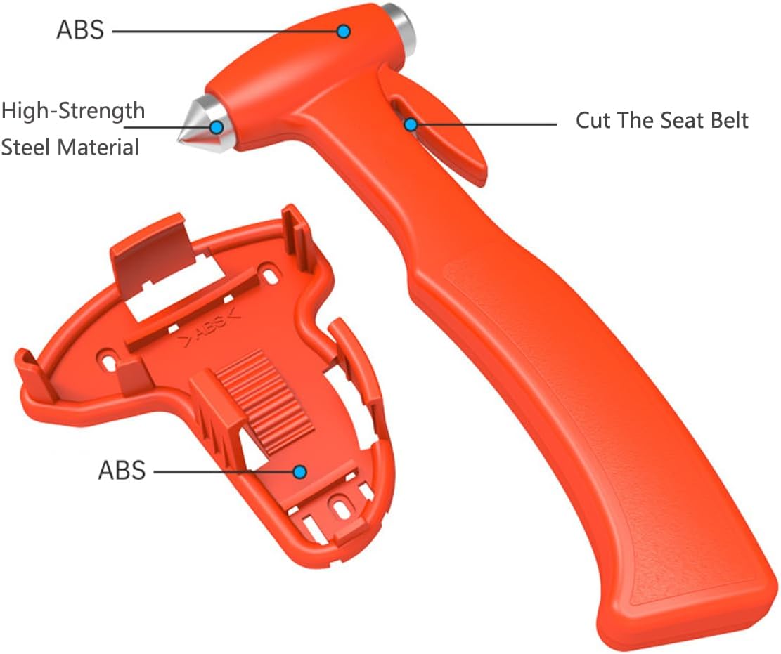 2pack Car Window Breaker, Safety Hammer - Emergency Escape Tool, Window Breaker Seatbelt Cutter, Life Saving Survival Kit with Light Reflective Tape